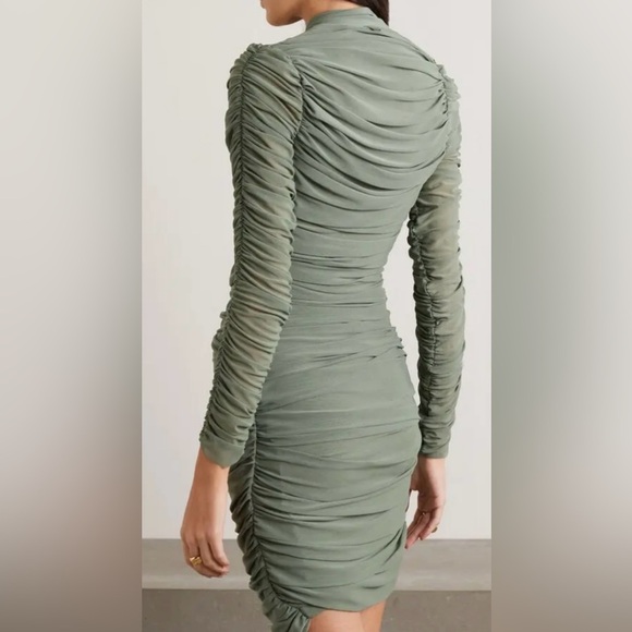 NEW AZ FACTORY + Ester Manas Draped Stretch-tulle Mini Dress Sz 40 (US 8) Green - Picture 4 of 12